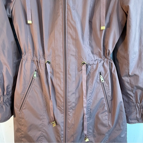 Cole Haan Dusty Rose Hooded Trench Coat | Water Resistant Travel Parka | Med - Picture 7 of 16